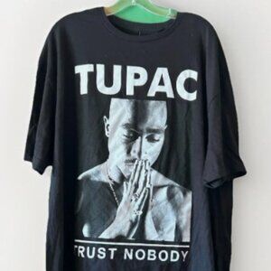 Tupac Graphic Print T-Shirt 2XL Black White Bravado